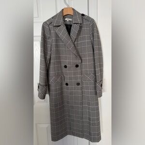 Tibi Classic Gray Plaid Double-Breasted Coat - size 4